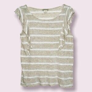 Lucky Brand Coastal Sleeveless Top Cream White Womens Size Large